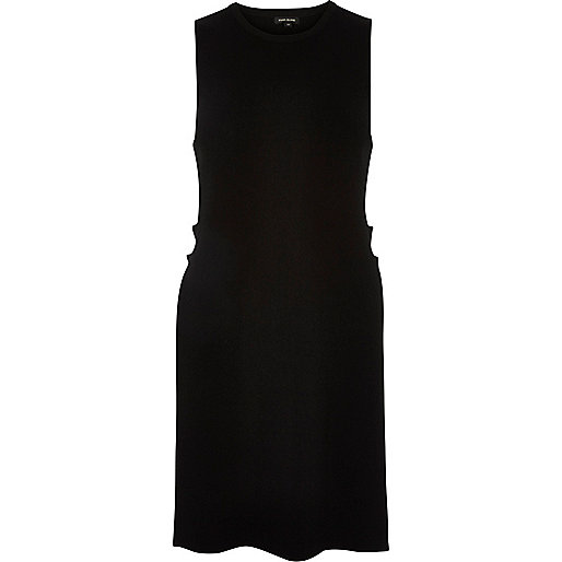 jacques-vertuk Black knit split sleeveless tabard top 678508 women Knitwear