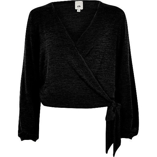 jacques-vertuk Black knit wrap ballet top 707981 women Knitwear Knitted Tops