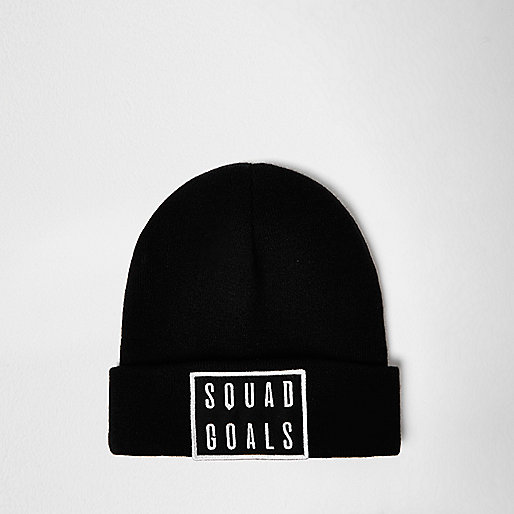 jacques-vertuk Black knitted squad goals beanie 690705 women Accessories