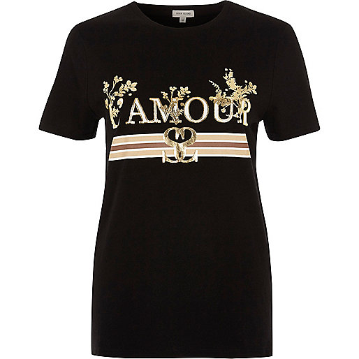 carrie mom jeans river island,jacques-vertuk Uk Website Black ‘l’amour’ foil metallic print T-shirt Print T-Shirts / Tanks T-Shirts & Tanks Tops women