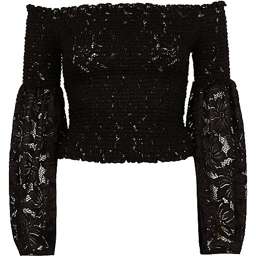 river island jeans men s,jacques-vertuk UK Sale Black lace bardot bell sleeve crop top women 707687