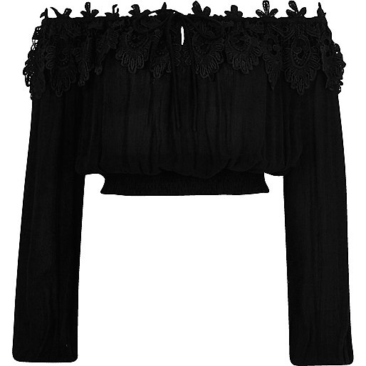 river island boots sale womens,jacques-vertuk Shop Black lace bardot long sleeve crop top women 703544