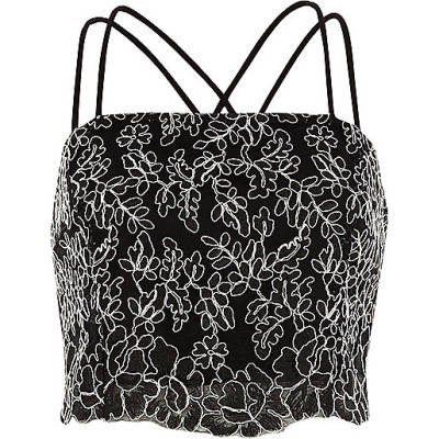 jacques-vertuk Black lace cross back cami bralette 706865 women Tops