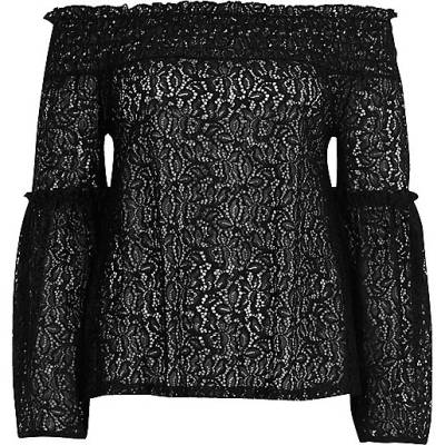 river island chiffon dress,jacques-vertuk UK Black lace flared sleeve bardot top women 696589