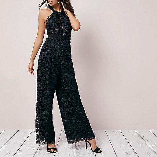 river island pink clutch,jacques-vertuk Island Black lace halter neck wide leg jumpsuit Rompers / Jumpsuits Sale women