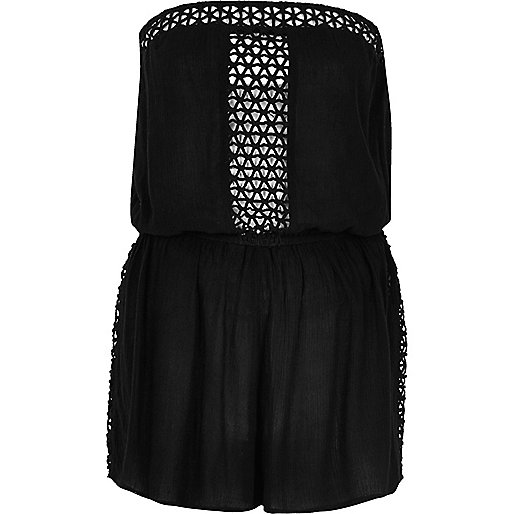 jacques-vertuk Black lace trim romper 693995 women Swimwear / Beachwear Kaftans / Cover-Ups