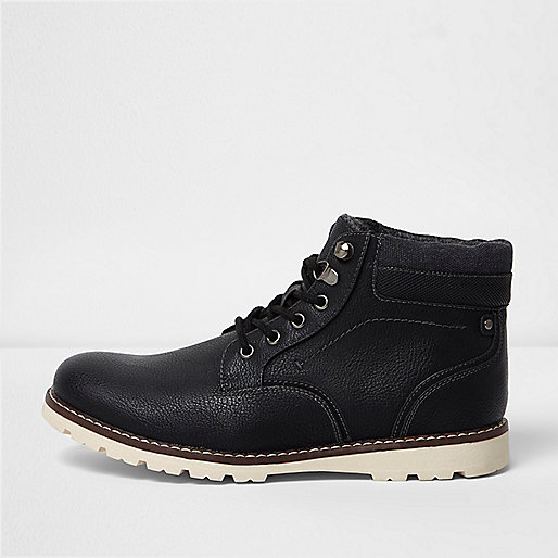 jacques-vertuk Black lace-up contrast sole work boots 302450 men Shoes / Boots Boots