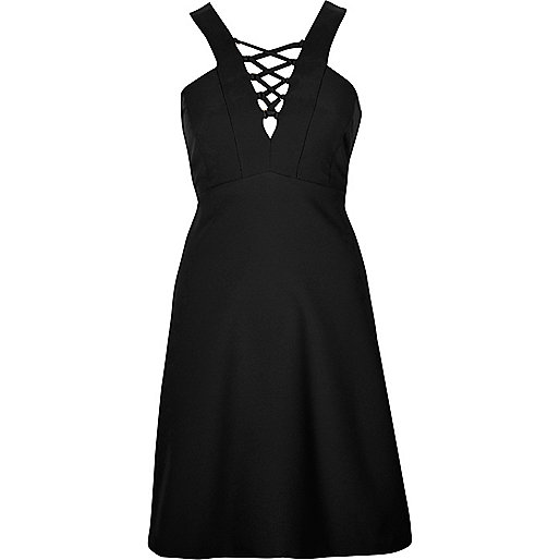 teddy bear coat river island,jacques-vertuk UK Black lace-up front skater dress women 702439