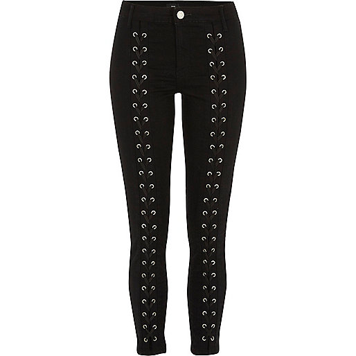 river island amelie ripped jeans,jacques-vertuk Ladies Shirts Black lace-up front skinny Molly jeans Jeggings Jeans women