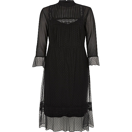 jacques-vertuk Black lace Victorian style midi dress 694308 women Workwear