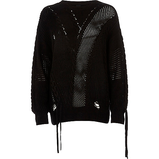 small black river island bag,jacques-vertuk South Africa Black laddered tie detail sweater women 705240