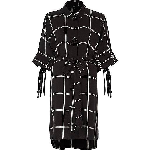 jacques-vertuk Black large check print shirt dress 709520 women Dresses Shirt Dresses