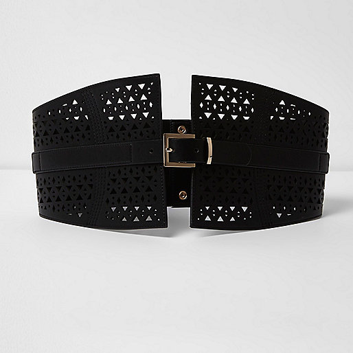 jacques-vertuk Black laser cut buckle waist belt 706184 women Accessories Belts