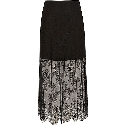 mini river island bag,Next jacques-vertuk Black layered lace maxi skirt Skirts Sale women