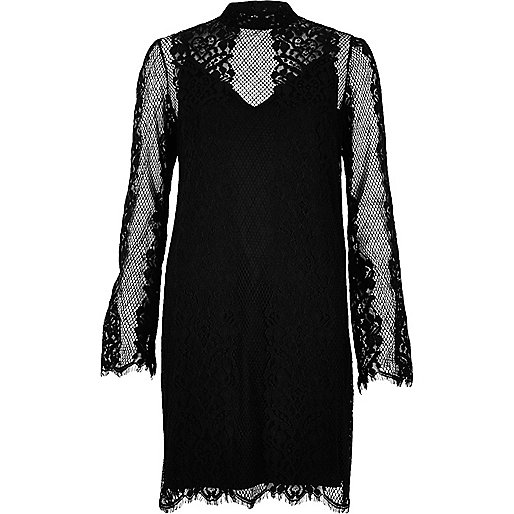 mens black shoes river island,jacques-vertuk Online Black layered lace slip dress women 695267