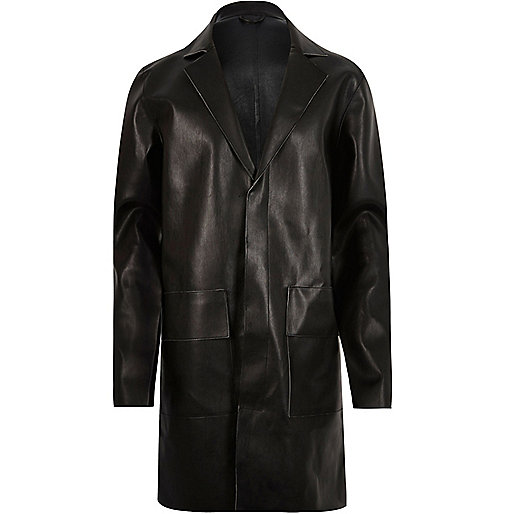 jacques-vertuk Black leather look overcoat 289289 men Coats / Jackets