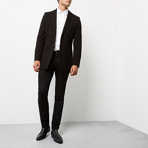 river island the gyle,jacques-vertuk London Black leather look panel slim fit blazer men 295958