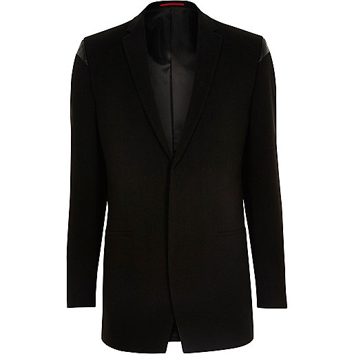 river island the gyle,jacques-vertuk London Black leather look panel slim fit blazer men 295958