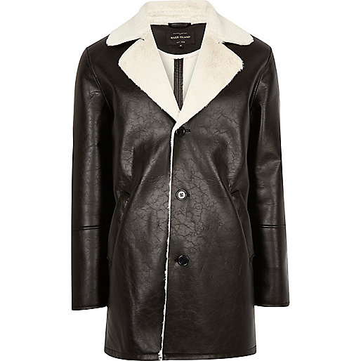 river island clearance mens,jacques-vertuk Online Bestellen Black leather look shearling lined coat Coats / Jackets Sale men