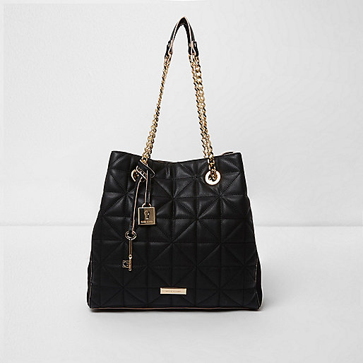 jacques-vertuk Black leather quilted chain slouch bag 708863 women Bags / Purses Shoulder Bags