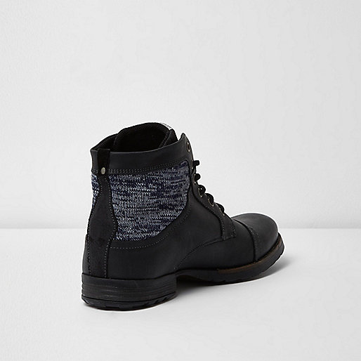 next river island jeans,jacques-vertuk Uk Site Black leather textile collar boots Shoes / Boots Sale men