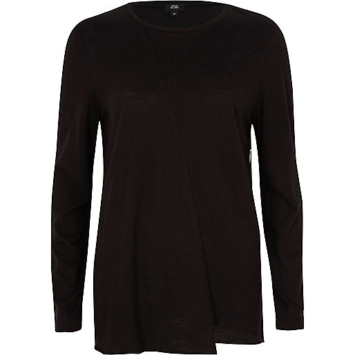 river island coats sale womens,jacques-vertuk Sale Black long sleeve crew neck T-shirt women 704292