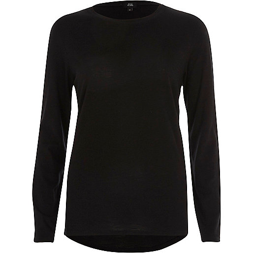 river island coats sale womens,jacques-vertuk Sale Black long sleeve crew neck T-shirt women 704292