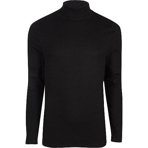 jacques-vertuk Black long sleeve roll neck slim fit T-shirt 302816 men T-Shirts / Vests Long Sleeve T-Shirts