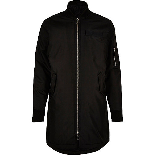 jacques-vertuk Black longline bomber jacket 296028 men Coats / Jackets