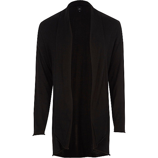 jacques-vertuk Black longline curved hem cardigan 302511 men Jumpers / Cardigans Cardigans