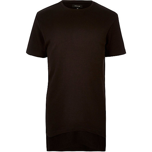 river island wedge,jacques-vertuk T Shirts Uk Black longline double layer T-shirt T-Shirts / Tanks Sale men