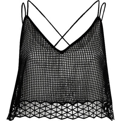 jacques-vertuk Black mesh beach cami crop top 698309 women Holiday Shop