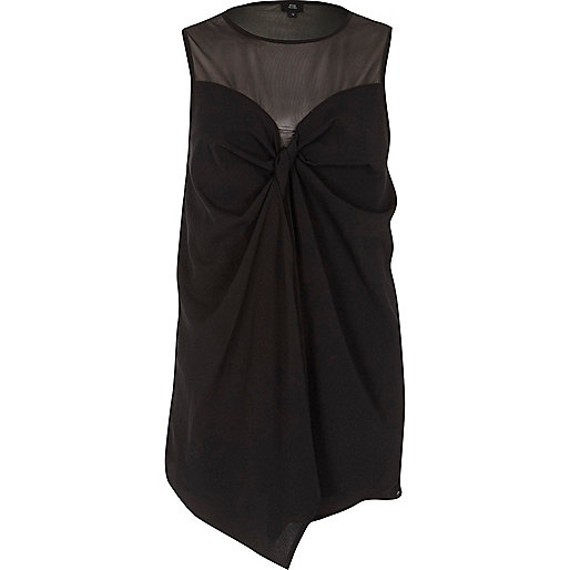 river island victoria centre,jacques-vertuk Online Black mesh bow front sleeveless top women 705584