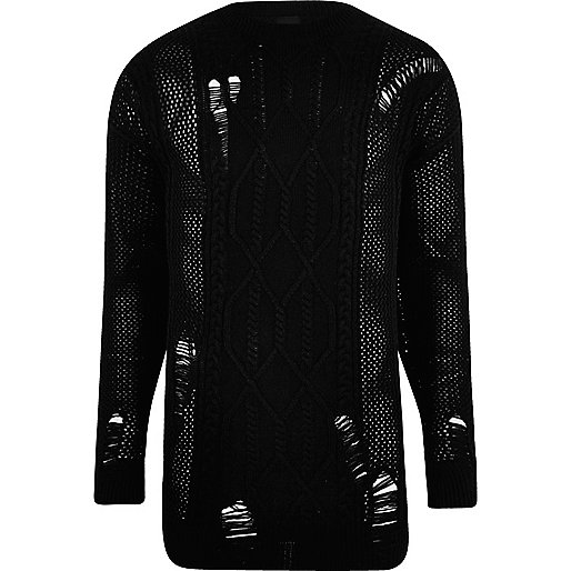 river island skinny black jeans,Shop Online jacques-vertuk Black mesh cable knit oversized sweater Sweaters Sweaters / Cardigans men