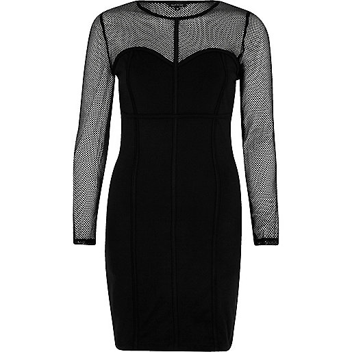 jacques-vertuk Black mesh corset seam bodycon dress 701512 women Dresses