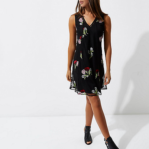 river island dresses very,jacques-vertuk Dresses For Sale Black mesh floral embroidered mini dress RI Limited Edition Sale women