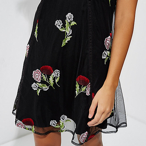 river island dresses very,jacques-vertuk Dresses For Sale Black mesh floral embroidered mini dress RI Limited Edition Sale women