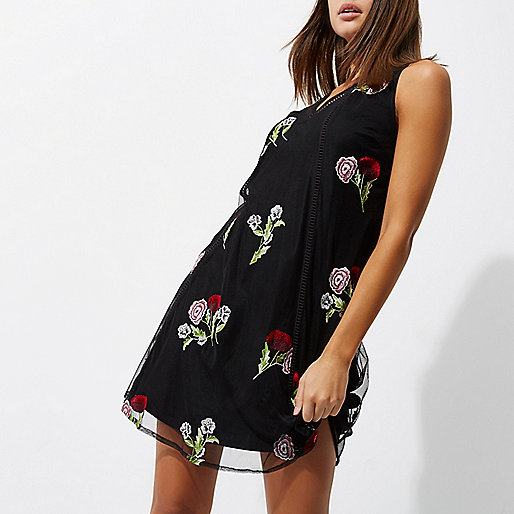 river island dresses very,jacques-vertuk Dresses For Sale Black mesh floral embroidered mini dress RI Limited Edition Sale women