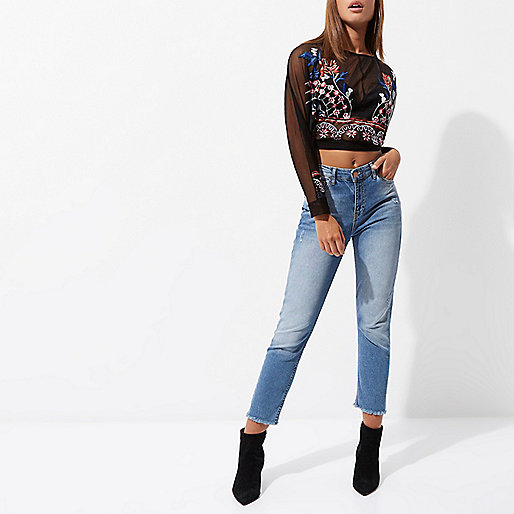 river island mens jeans skinny stretch,jacques-vertuk Clothes Usa Black mesh floral embroidered top Blouses Tops women