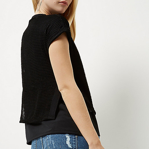 pink clutch bag river island,jacques-vertuk Outlet Black mesh layered T-shirt women 698540