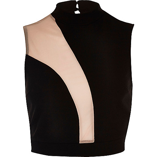 jacques-vertuk Black mesh panel crop top 691883 women Tops