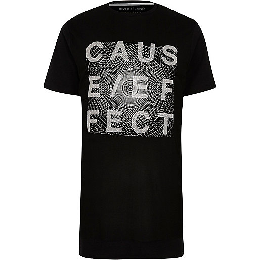 jacques-vertuk Black mesh print longline T-shirt 296757 men T-Shirts / Vests