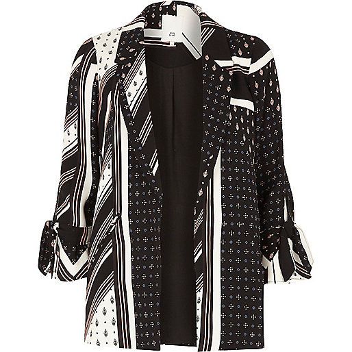 jacques-vertuk Black mix print tie cuff blazer 708322 women Coats / Jackets Blazers