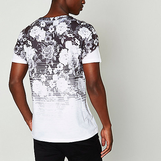 river island hoodie dress,jacques-vertuk South Africa Black mono floral fade  worldwide  T-shirt men 304959