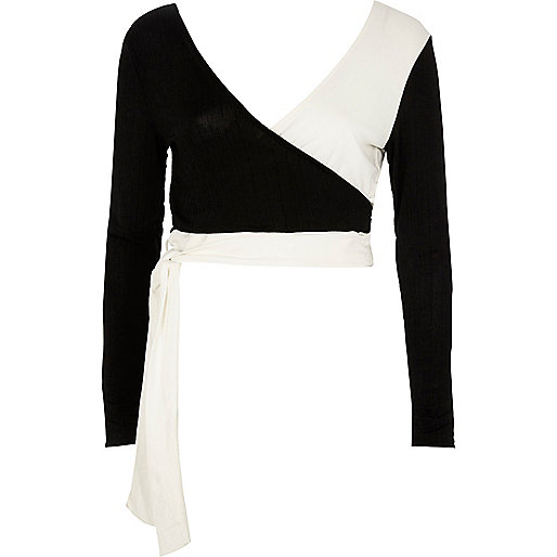 river island eldon square,jacques-vertuk Sale Black mono wrap tie ballet crop top women 706990