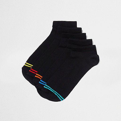 jacques-vertuk Black multicolored stripe sneaker socks pack 299603 men Underwear Socks