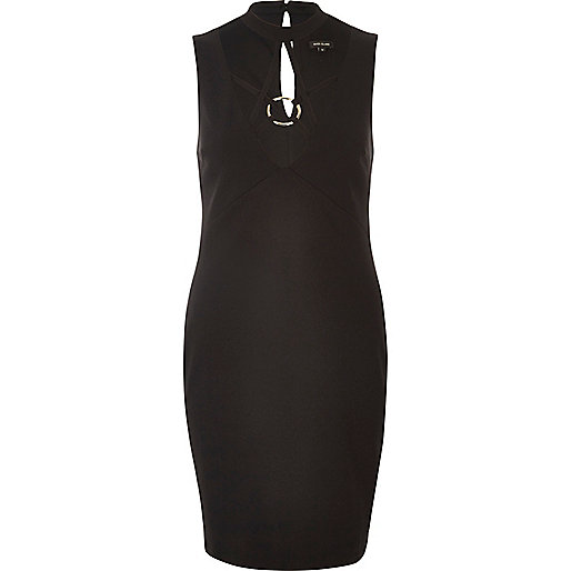 river island wedding outfits,jacques-vertuk London Black neck trim bodycon dress women 689506