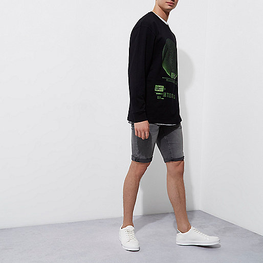 river island slouch bag,jacques-vertuk Going Out Dresses Black 'NYC' green print slouch fit sweatshirt T-Shirts / Tanks Sale men