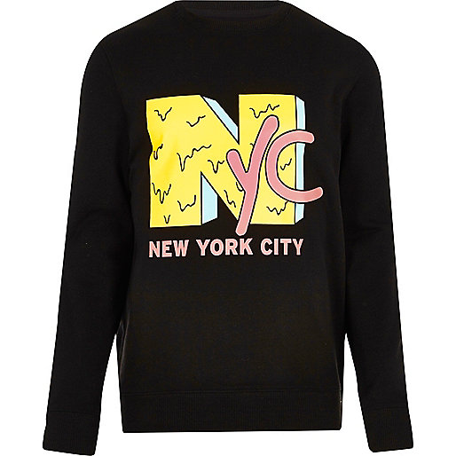 river island blue jumper,jacques-vertuk London Black NYC print sweatshirt men 302079