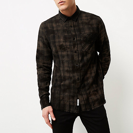 river island boots lace up,jacques-vertuk Sale Black oil wash casual check shirt men 297044